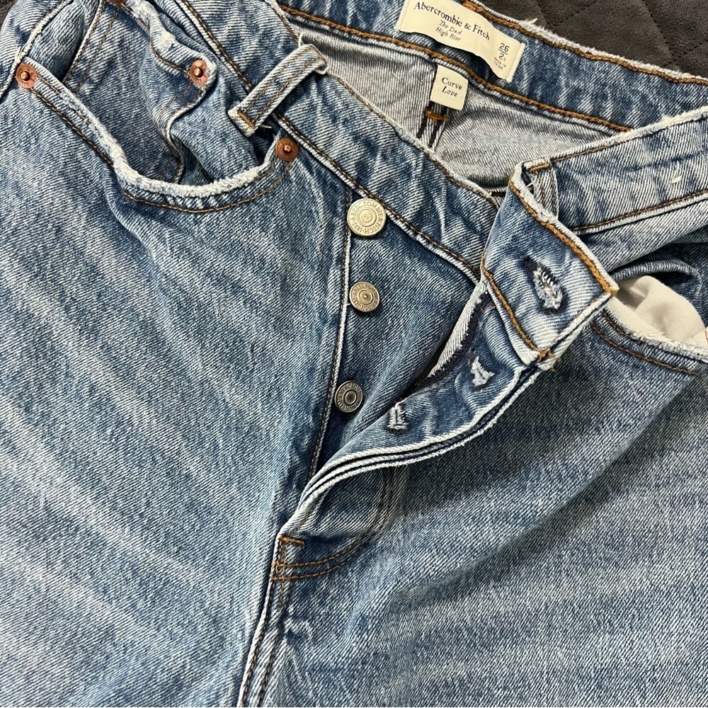 Abercrombie & Fitch The Dad High Rise Jeans Crossover Front Women 26 2 S Curve - Picture 9 of 9